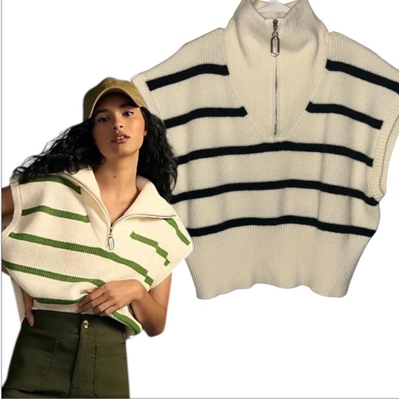 Maeve by Anthropologie Striped Quarter-Zip Vest
one size - Picture 1 of 16